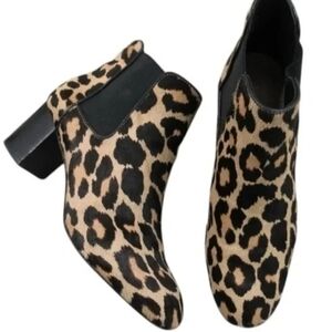 Leopard print fur high heeled boots